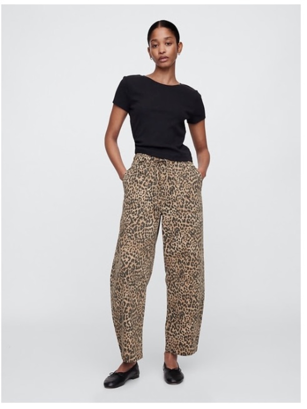 Gap Leopard Print Pull-On Barrel Jeans